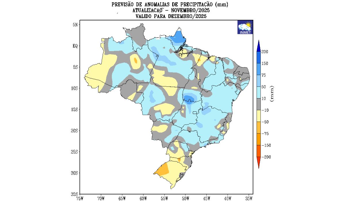 contioutra.com - Dezembro no Brasil terá chuva intensa e calor de 32°C — veja como fica o clima no seu estado