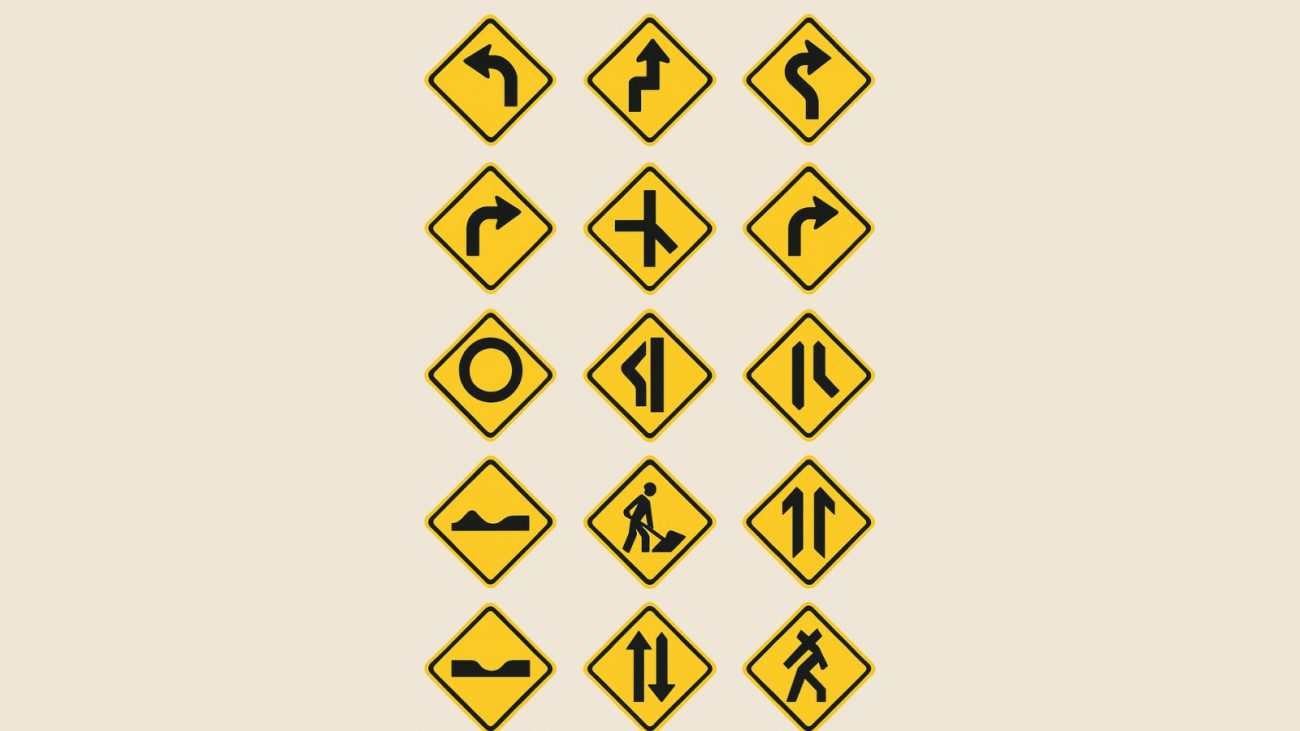 placas de trânsito de advertência