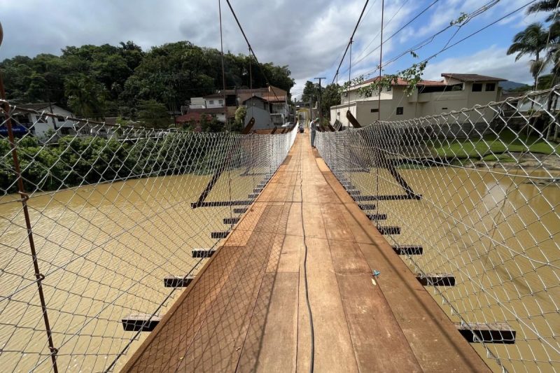 A ponte pênsil Emílio Meier foi erguida em 1998 - Divulgação/Prefeitura de Joinville/ND Mais