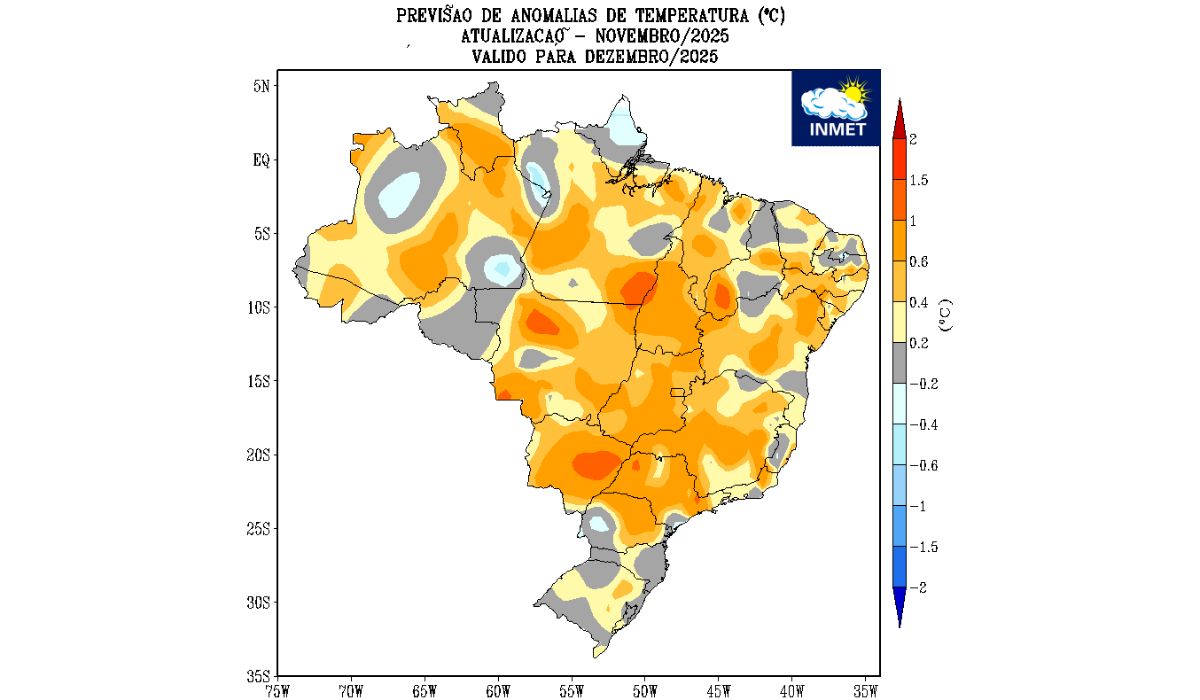 contioutra.com - Dezembro no Brasil terá chuva intensa e calor de 32°C — veja como fica o clima no seu estado