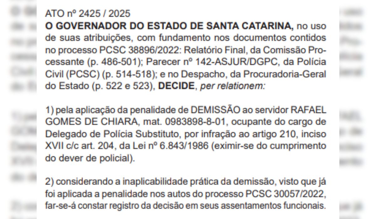 Publicação sobre exoneração de servidores