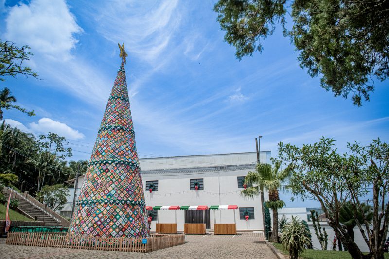 Árvore de Natal de crochê foi feita com 4 mil quadradinhos - Richard Ferrari/ND Mais