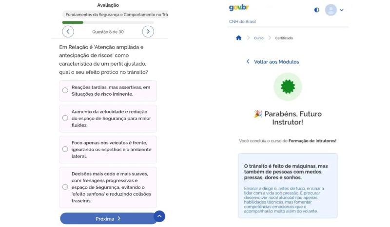 Ao final do curso, você faz uma prova online de 30 questões - Reprodução/Quatro Rodas/CNH do Brasil