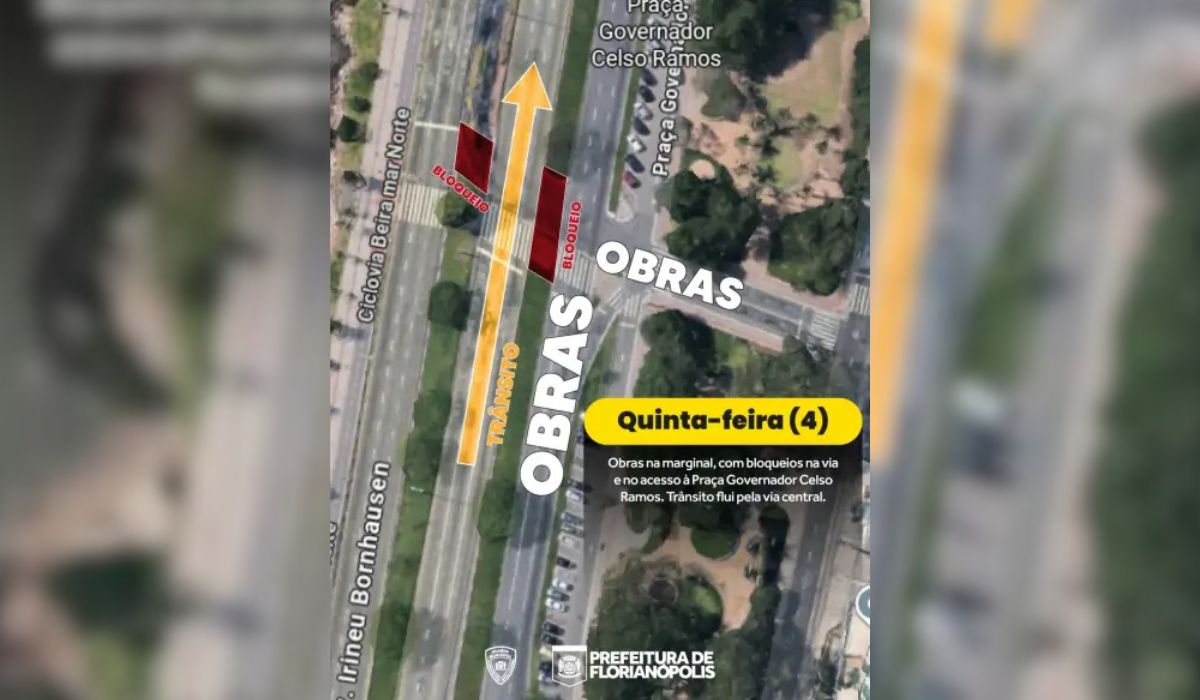 Bloqueio na Beira-Mar Norte na quinta-feiraFoto: Divulgação/GMF