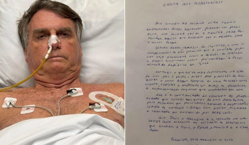 Na carta de Bolsonaro, o ex-presidente indica oficialmente Flávio como pré-candidato à Presidência da República em 2026 - Reprodução/ND Mais