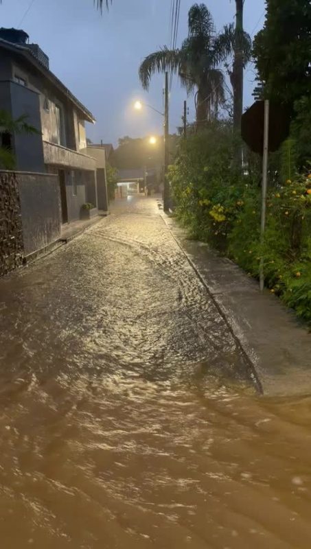 Chuva de segunda-feira (29) deixou ruas alagadas em Florianópolis - Arquivo pessoal/Rita de Cássia Malagoli
