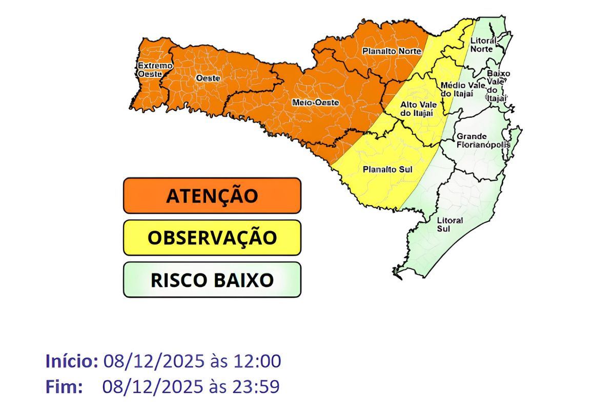 Ciclone extratropical avança sobre SC: o fenômeno começa a atuar no Grande Oeste