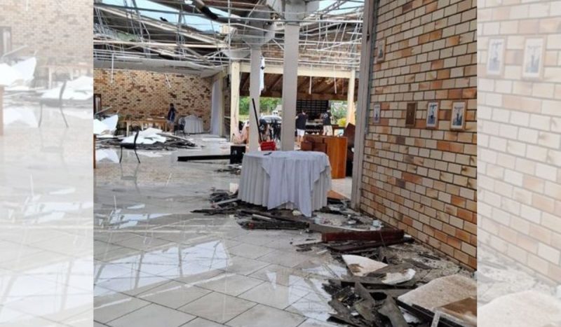 O salão da Sociedade Alvorada, em Jaraguá do Sul, foi destruído pelo vendaval, e o prejuízo inicial é estimado em R$ 350 mil - Reprodução/Redes Sociais/ND Mais
