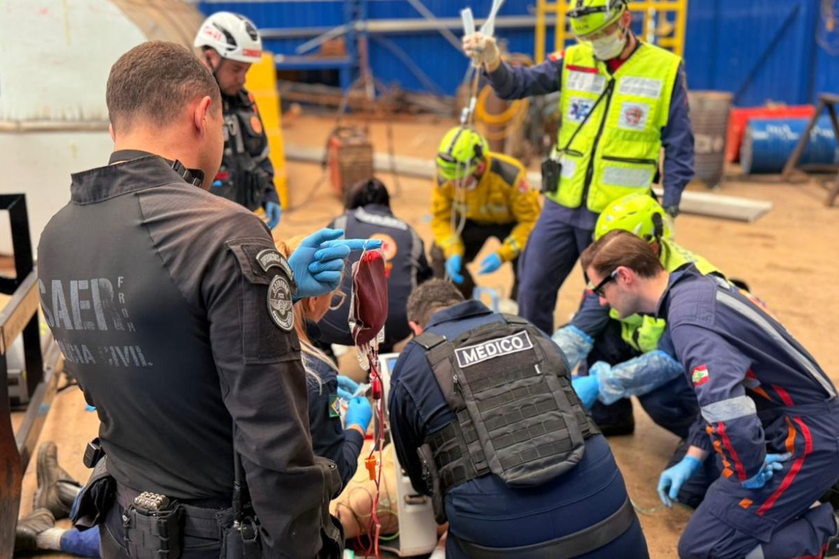 Trabalhador ferido em explosão realizada uma soldagem no momento do acidente