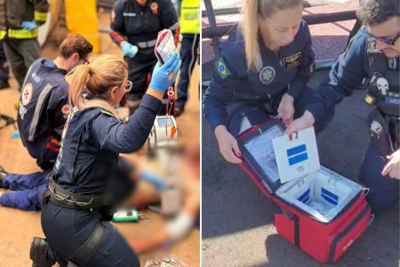 A parada cardíaca só foi revertida graças à transfusão no local - Samu/ND Mais