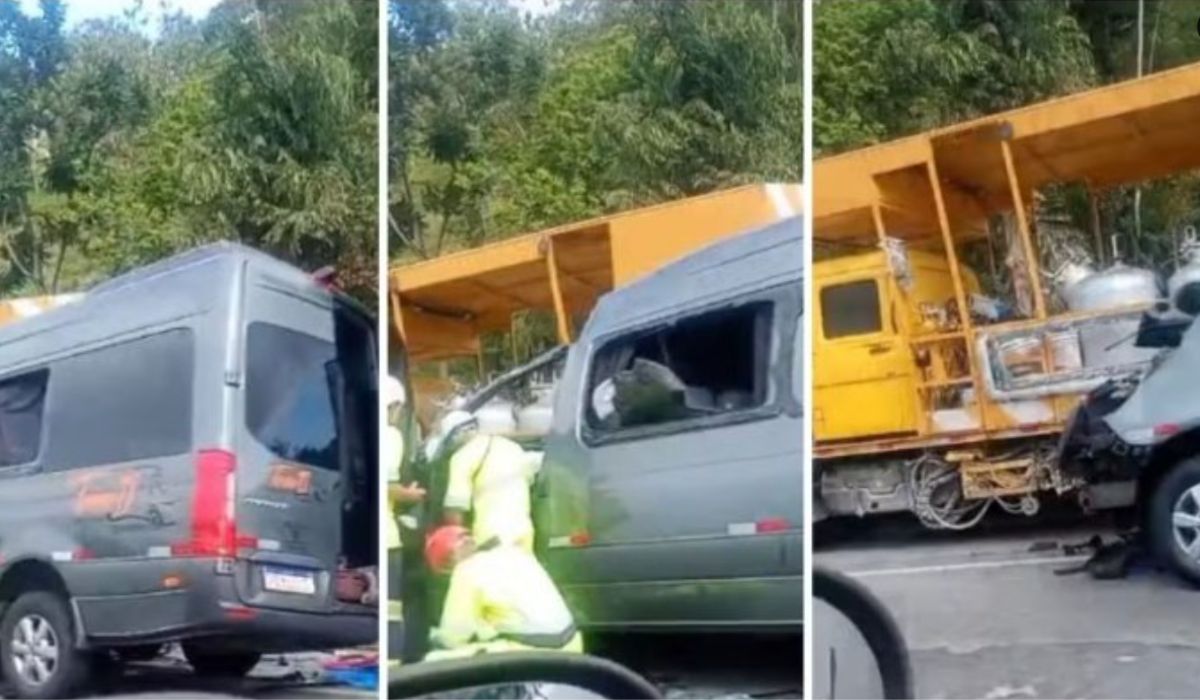 Imagens da Van envolvida no acidente que causou a morte do cantor Mauri<br /><span class="post-img-credit">Foto: @guiantonys/X/Reprodução/ND Mais</span>