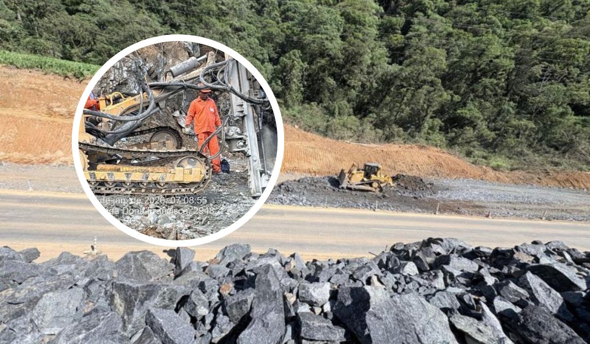 A interdição na Serra Dona Francisca ocorre nesta quinta-feira (12) para avanço das obras da área de escape na SC-418