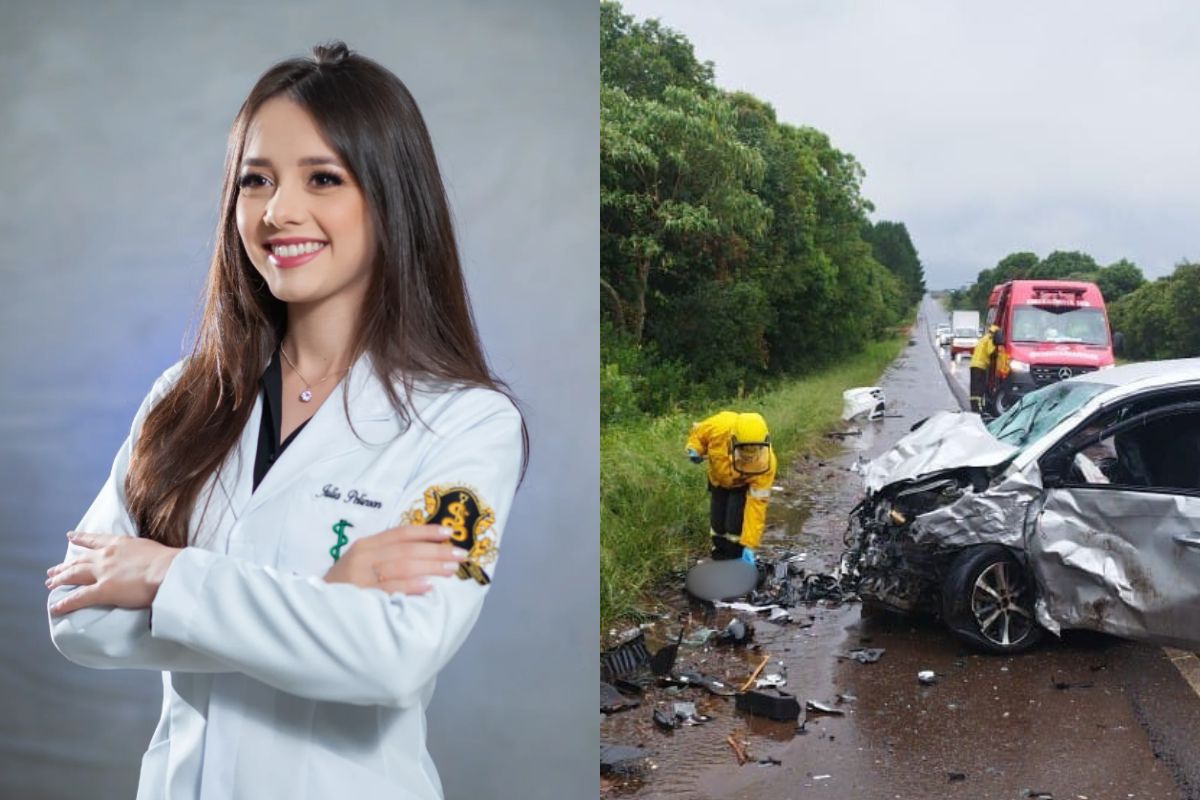 A jovem médica morreu em um grave acidente, em Campos Novos.Foto: Montagem/ND Mais