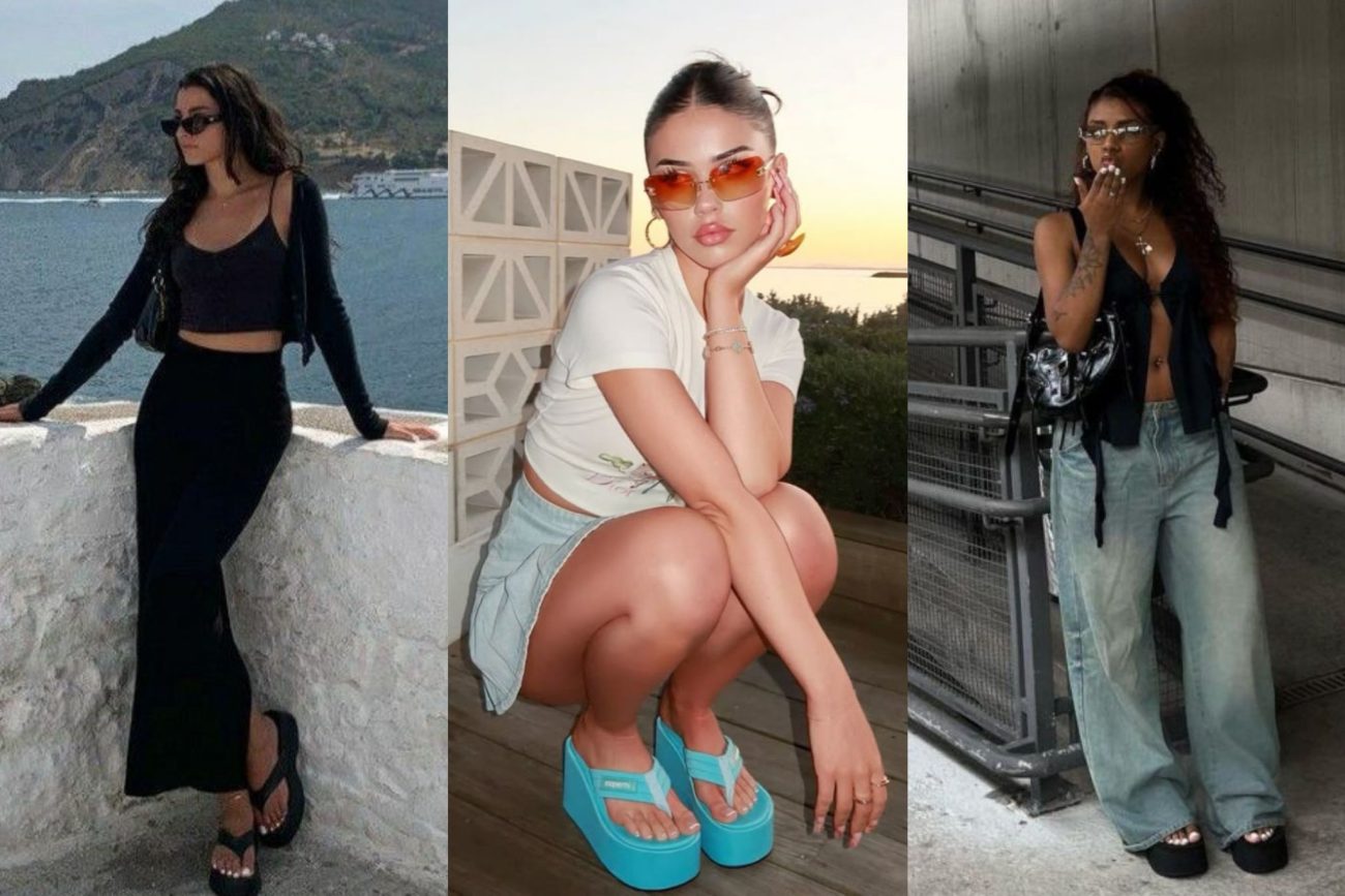 O visual robusto faz do chinelo de plataforma o destaque dos looks de verãoFoto: Pinterest/ND Mais