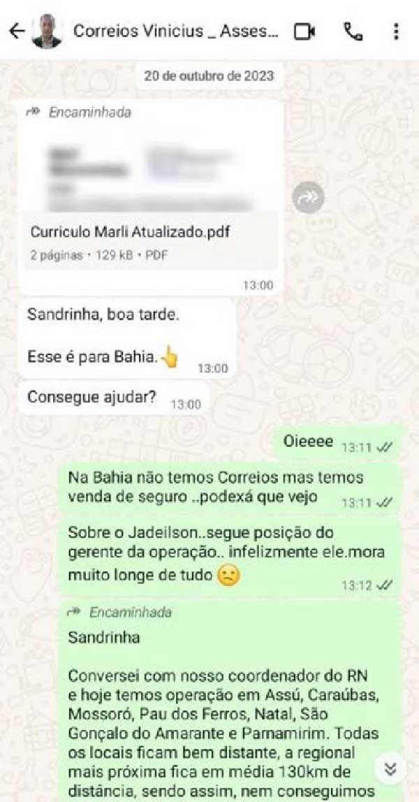 Dirigentes dos Correios solicitam contratações através de empresa terceirizada. Foto: Reprodução ND Mais