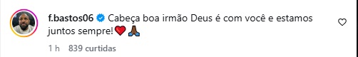 Atletas comentaram na publicação de Philippe Coutinho - Instagram/Reprodução/ND Mais