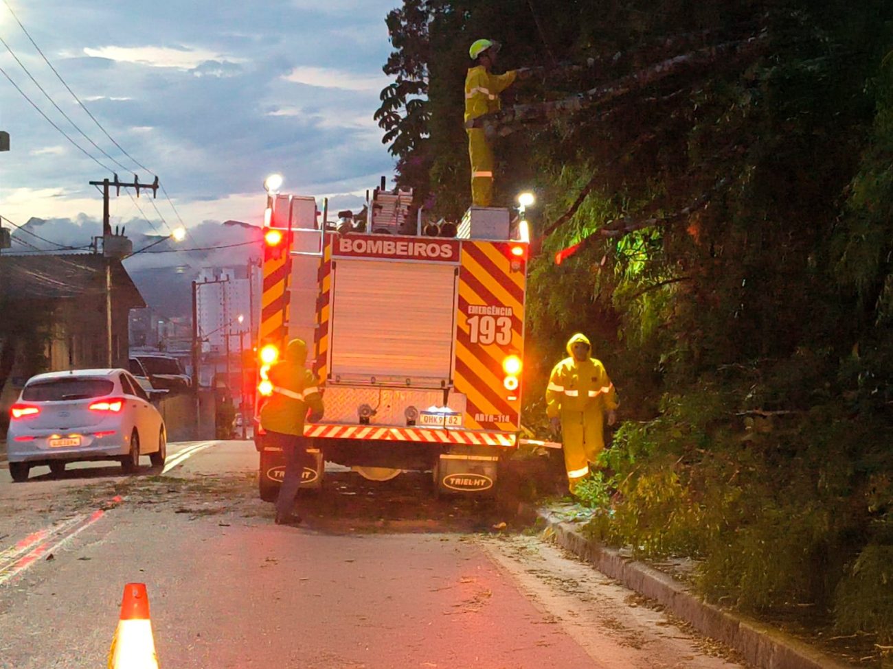 Chuva provocou queda de árvores, muros e deslizamentos&nbsp;Foto: Prefeitura de Brusque/Divulgação/ND Mais
