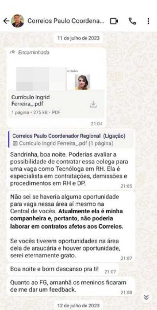 Dirigentes dos Correios solicitam contratações através de empresa terceirizada.Foto: Reprodução ND Mais