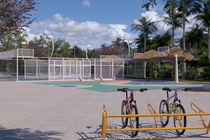 No local haverá espaços de uso comum, como ciclovias, trilhas de caminhada e quadras poliesportivas - Divulgação/ABecker/ND Mais