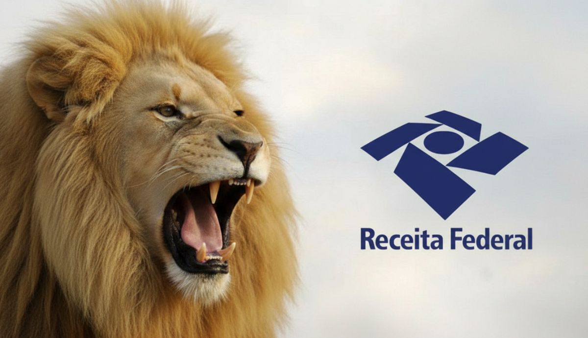 imagem com o 'leão' da receita federal