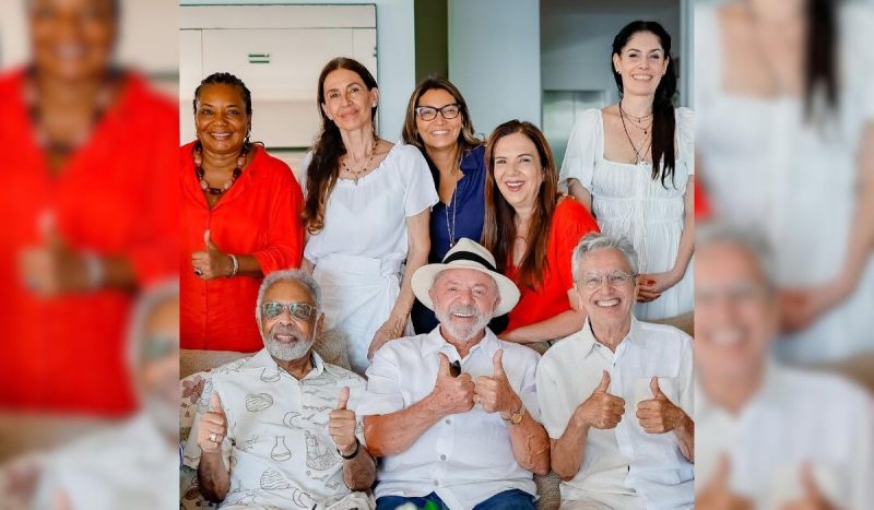 Lula reúne-se com Gil e Caetano em almoço após festa do PT - Ricardo Stuckert/Reprodução/ND Mais