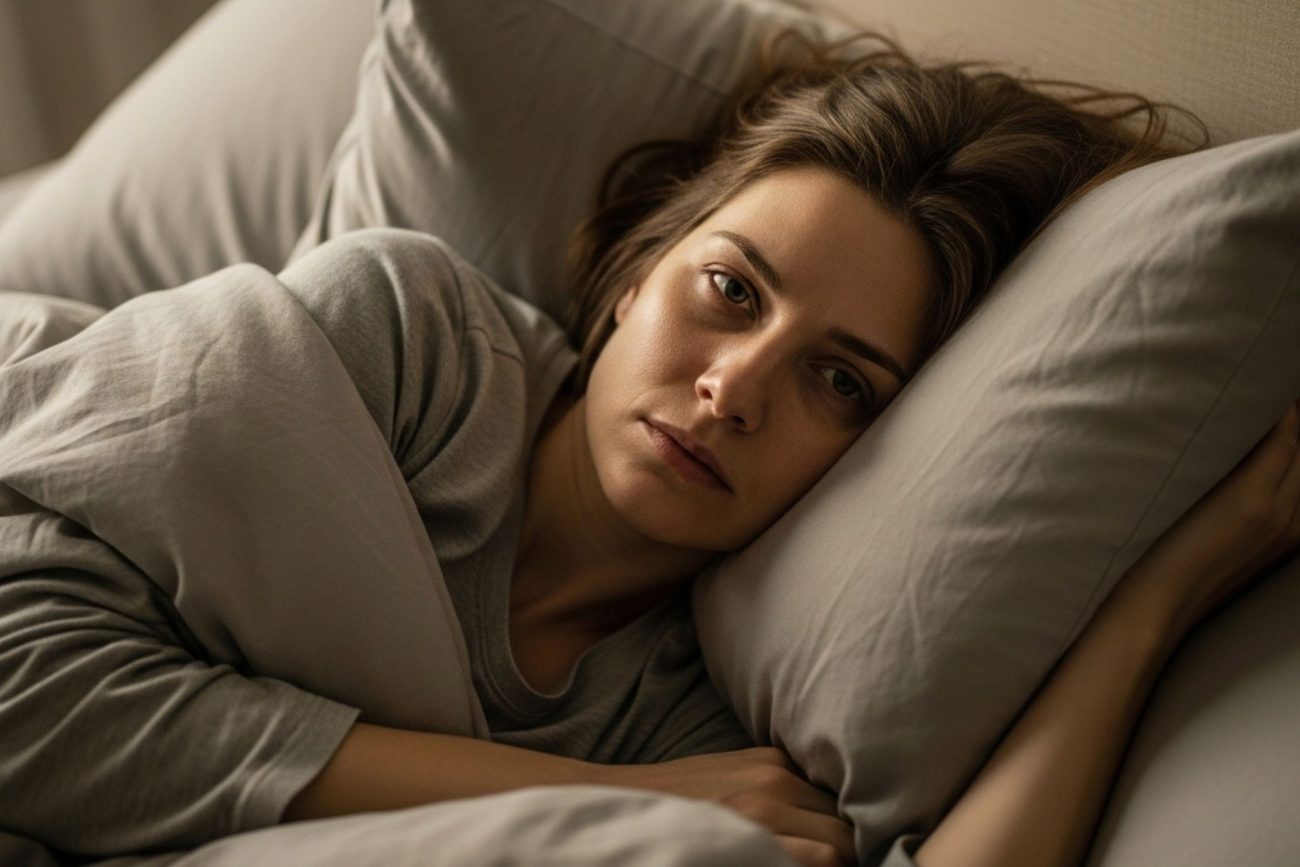 Mulher que que não conseguiu dormir direito à noite