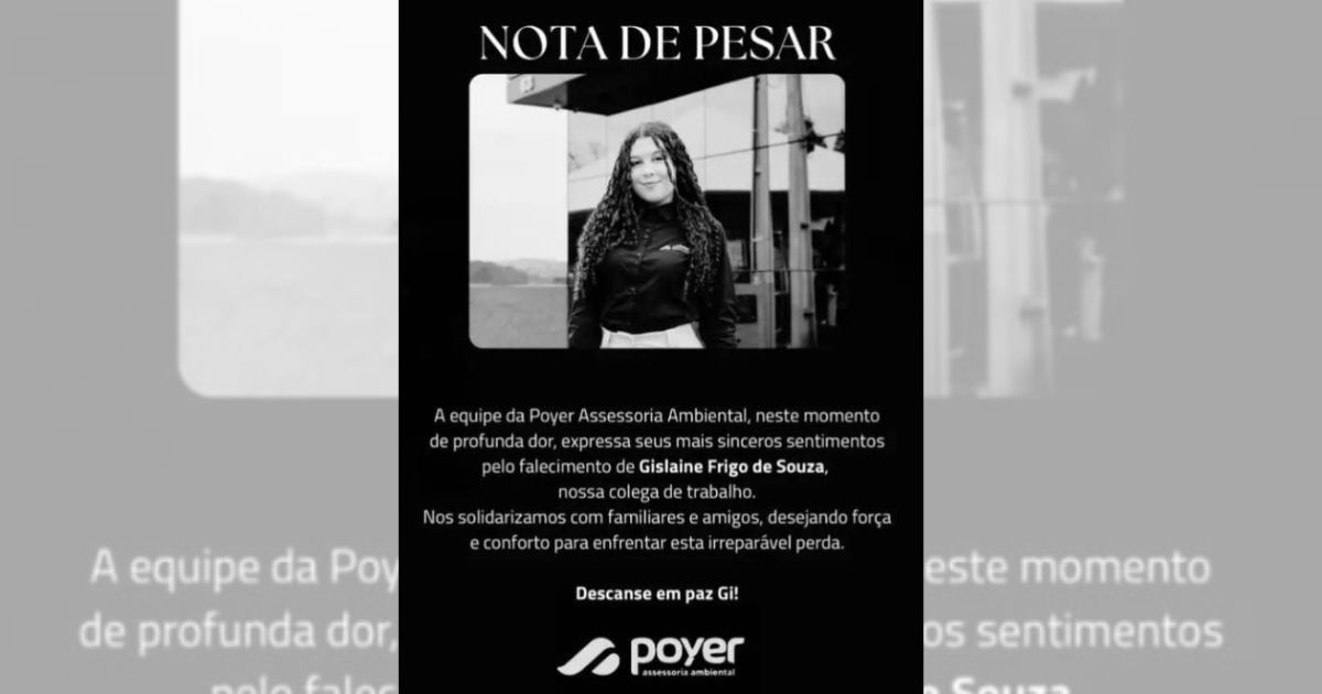 Empresa onde Gislaine trabalhava publicou uma mensagem de despedidaFoto: Divulgação/Redes sociais/ND Mais