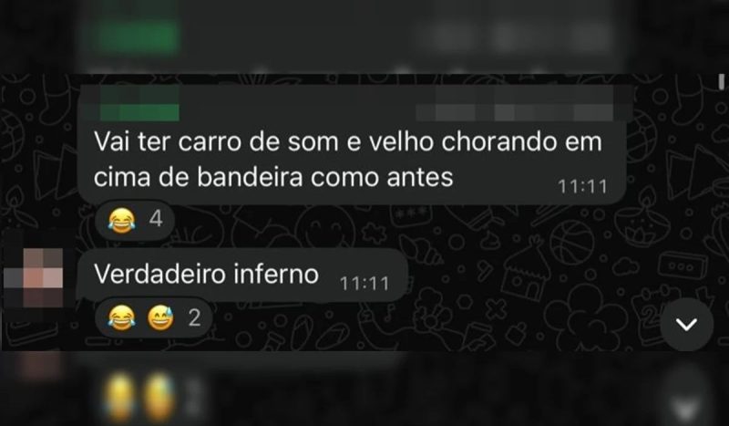 Mensagens de vizinhos de Bolsonaro no grupo do condomínio Solar de Brasília - Divulgação/Metrópoles/ND Mais