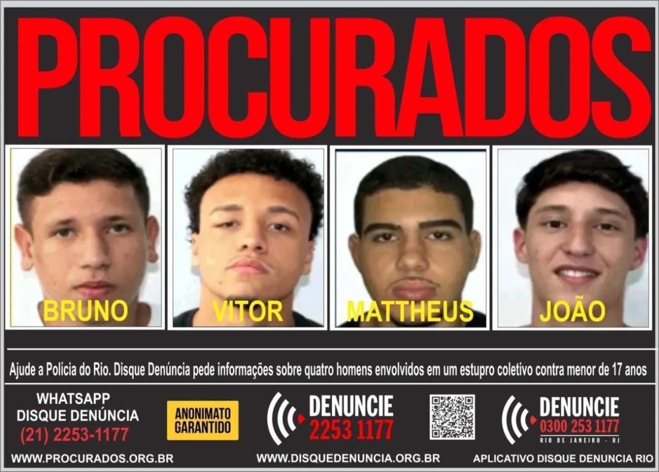 Os quatro homens presos pela polícia por suspeita de envolvimento no estupro coletivo em CopacabanaFoto: Divulgação/Polícia Civil/ND Mais