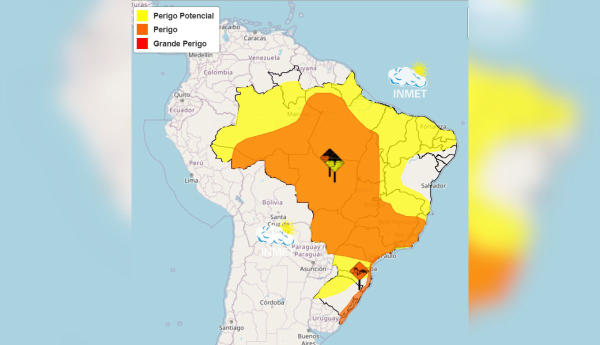 Mapa do Brasil do Inmet mostra áreas em alerta para chuvas e ventos fortes