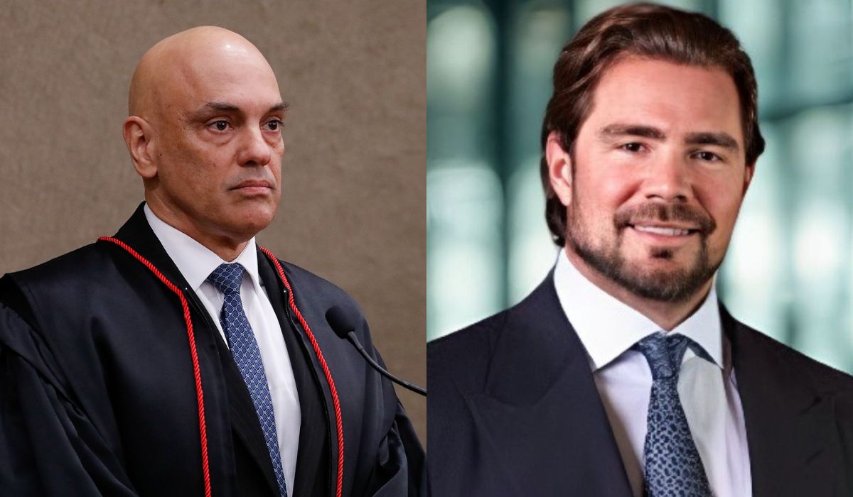 Imagem dividida de Moraes ao lado de Vorcaro
