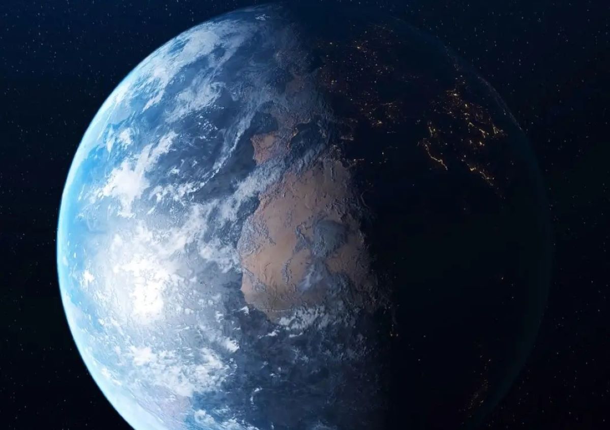 Imagem da Terra com fundo negro