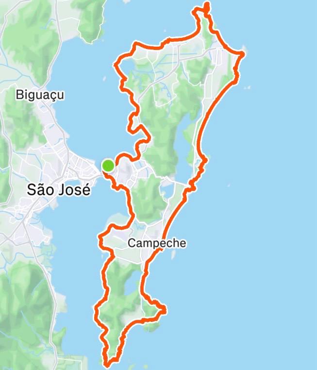 Volta pela Ilha de Santa Catarina realizada por Bruno JeremiasFoto: Bruno Jeremias/Strava/ND Mais