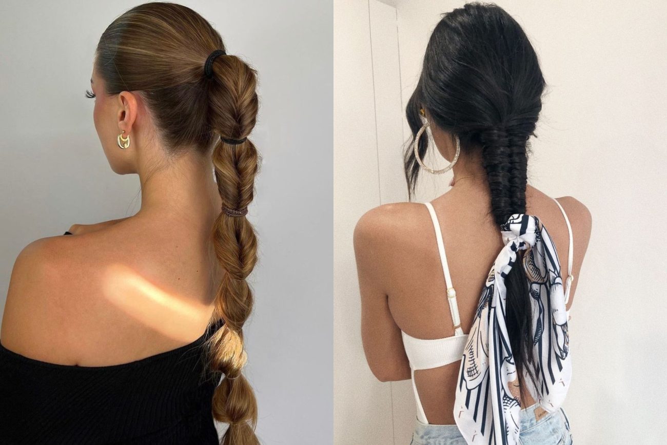  Detalhe de penteado com trança espinha de peixe em cabelo castanho