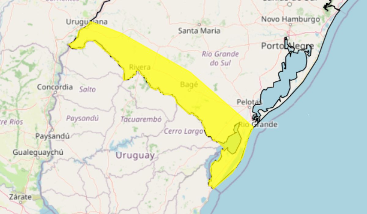 Alerta de vendaval coloca 24 cidades em risco no Rio Grande do Sul.