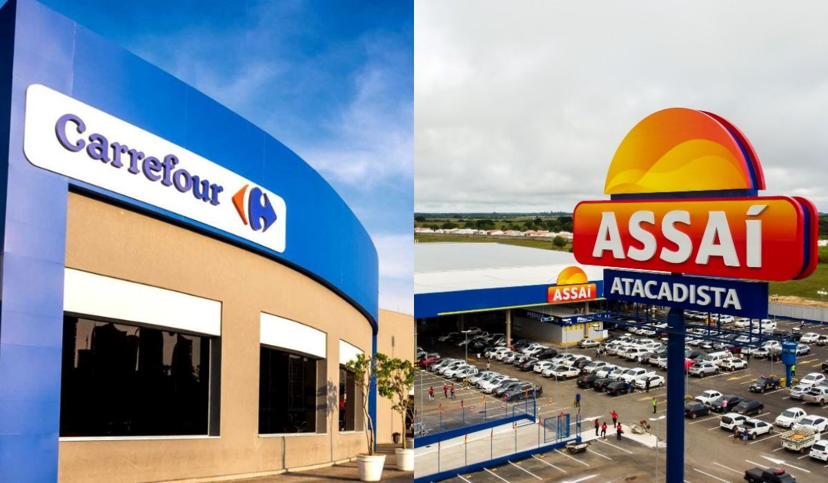 Nova lei dos supermercados muda norma para grandes redes como Carrefour e Assaí Foto: Montagem feita com imagens das redes sociais e do Assaí/ND Mais