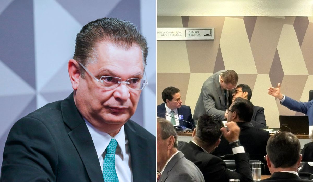 Sóstenes Cavalcante abraça Jorge Messias em sabatina