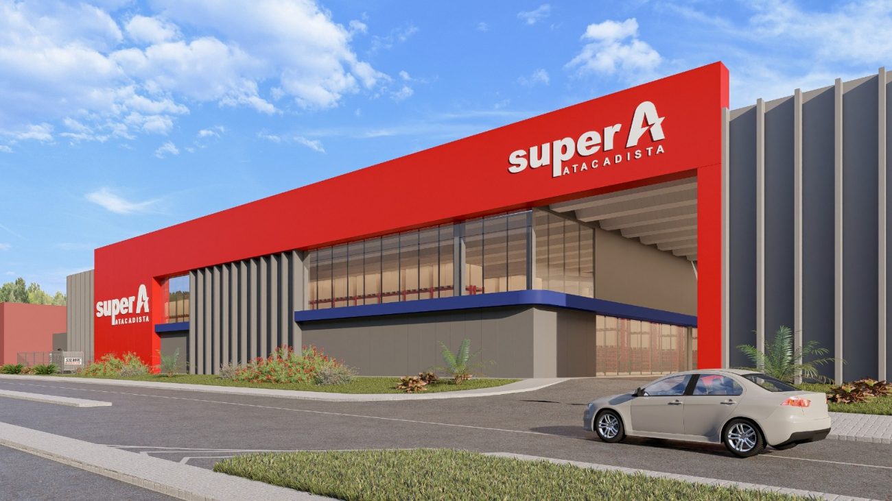 Fachada do novo Super A Atacadista, do Grupo Angeloni, que será inaugurado em São José