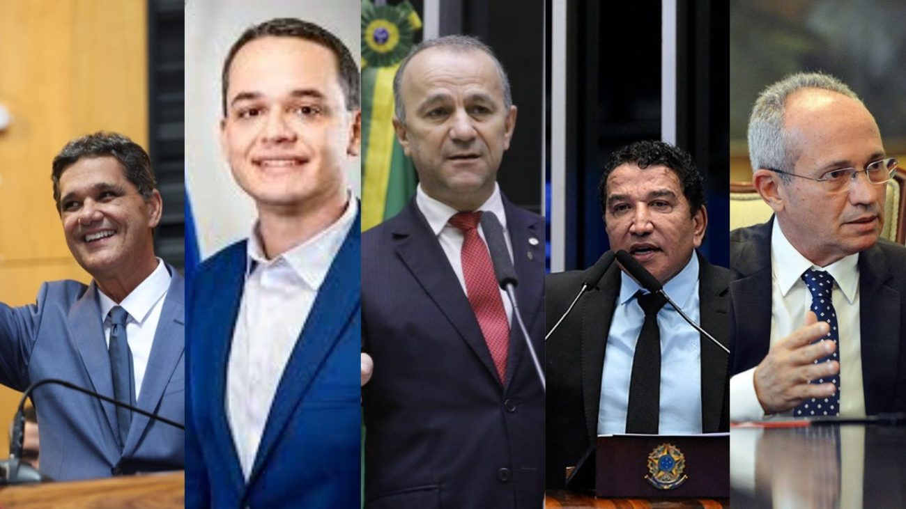 Da esquerda para a direita: Ricardo Ferraço (MDB), Lorenzo Pazolini (Republicanos), Helder Salomão (PT), Magno Malta (PL) e Paulo Hartung (PSD) são os nomes cotados para disputar o governo do Espírito Santo nas eleições de 2026