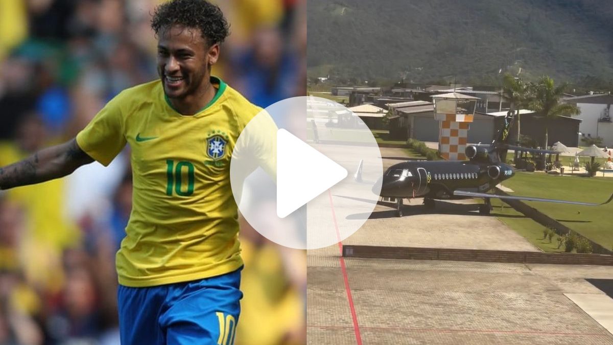 Torre fica ‘nanica’ do lado de avião de Neymar que chama a atenção por ser grande demais