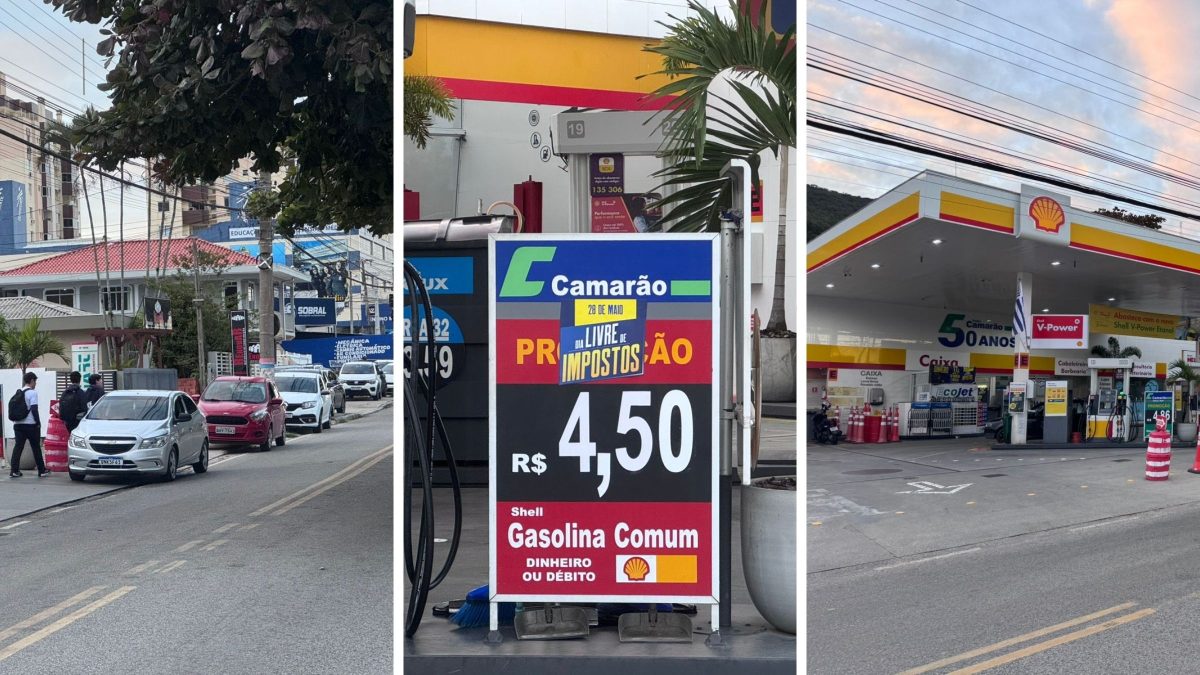 Gasolina sem imposto faz motoristas de SC lotarem fila de posto com o menor preço em 5