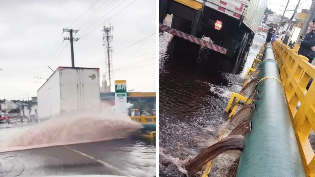 Caminhão rompe adutora e deixa bairros sem água em cidade de SC