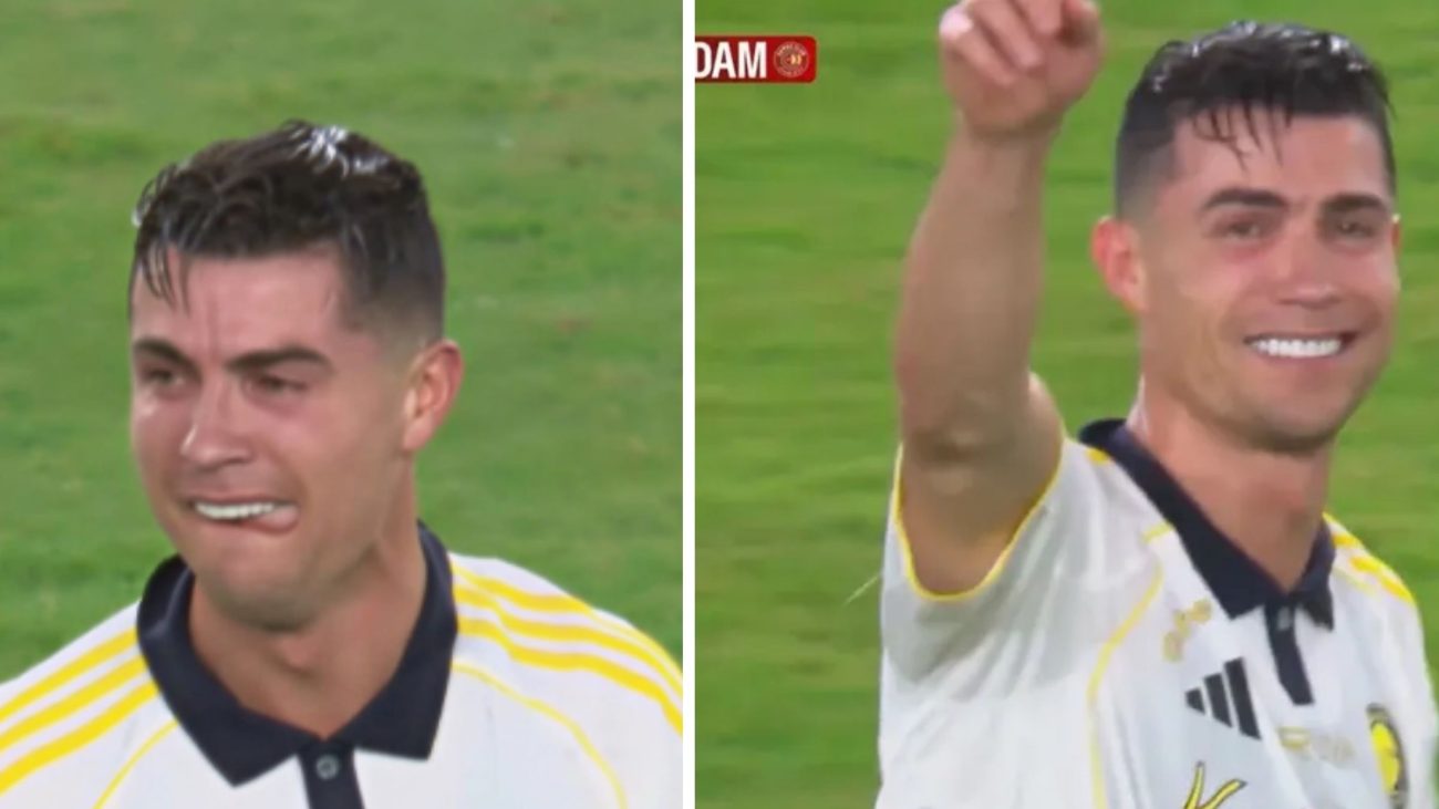 Cristiano Ronaldo não conteve emoção em campoFoto: X/Reprodução/ND Mais