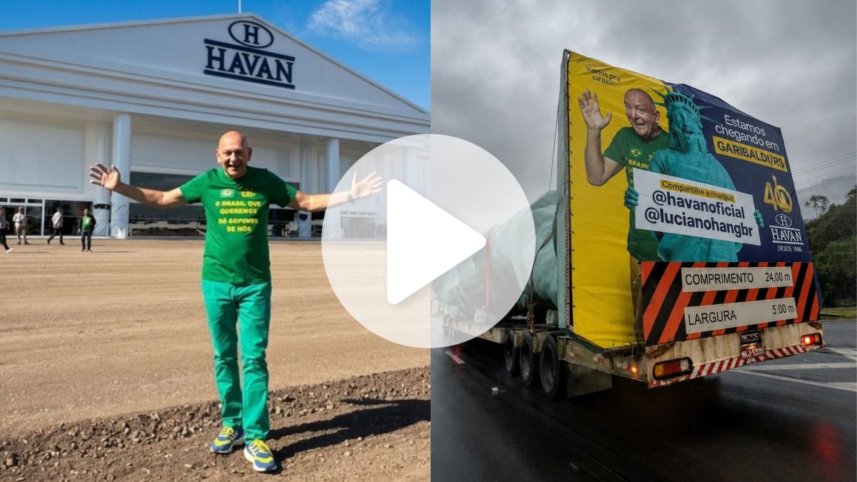 Estátua da Havan viaja mais de 500 km rumo a nova megaloja de R$ 90 milhões; saiba onde