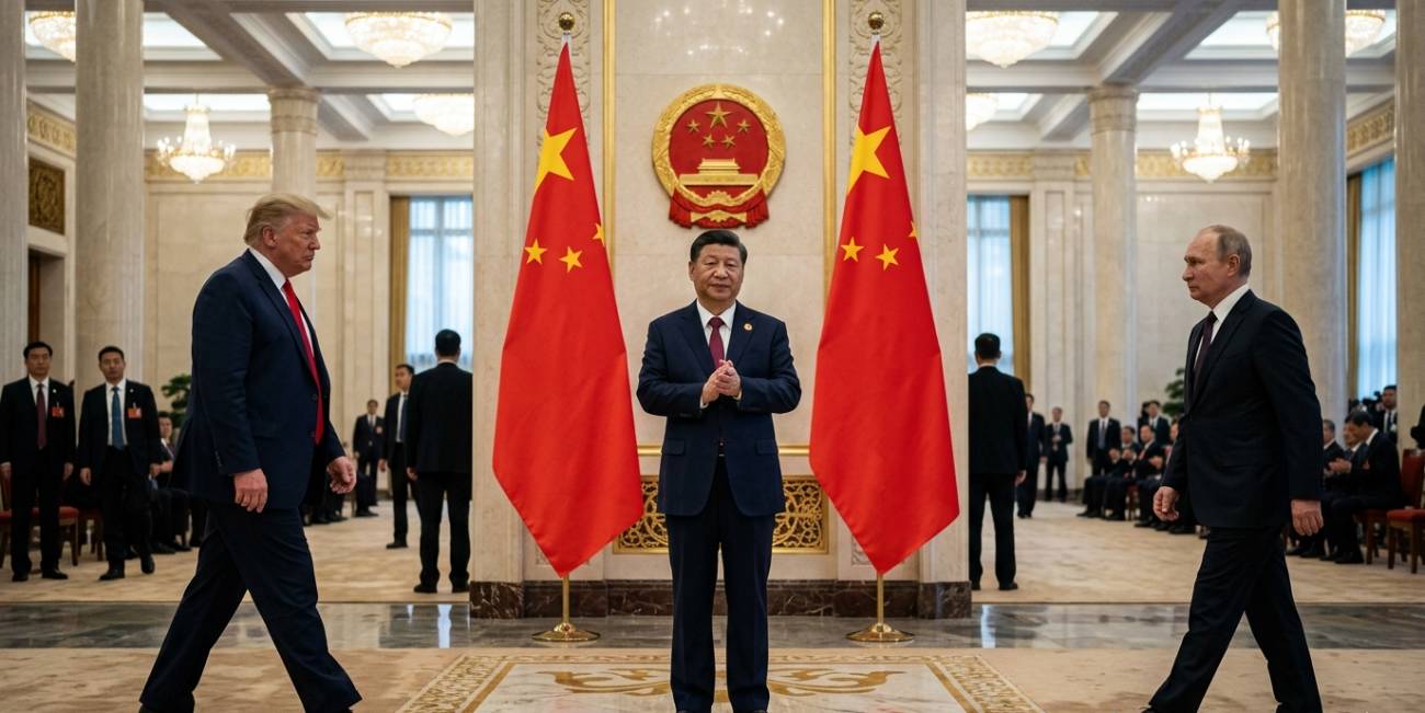 Trump foi a Pequim. Agora Putin também desembarca na China. Em meio às guerras, ao petróleo e às disputas globais, Xi Jinping consolida Pequim como um dos principais centros de poder da nova geopolítica mundial.Foto: Imagem gerada por IA/ND Mais