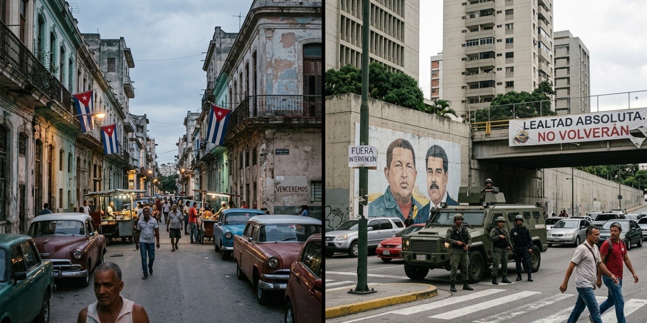 A crise energética e econômica em Cuba reacende comparações com a recente pressão americana sobre a Venezuela e amplia tensões geopolíticas no Caribe.Foto: Imagem gerada por IA/ND Mais