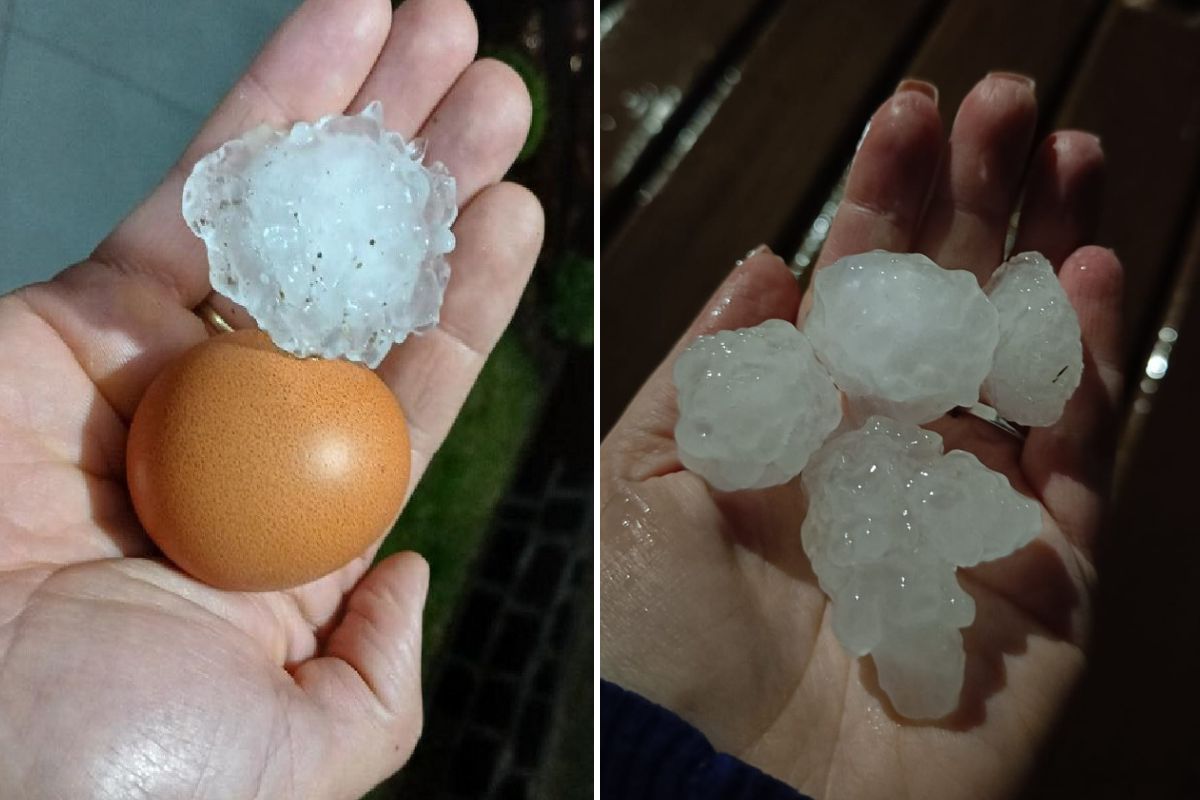 Pedras de granizo do tamanho de ovos de galinha causam estragos no Oeste de SC