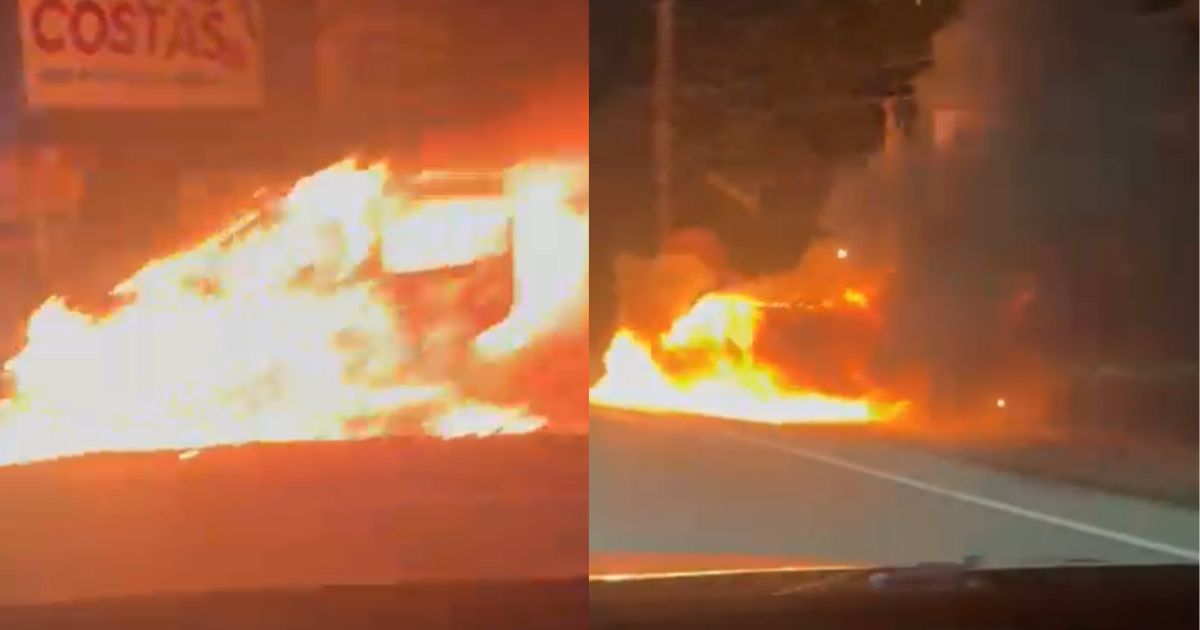 VÍDEO: Carro é consumido pelo fogo e causa transtornos no trânsito em Florianópolis