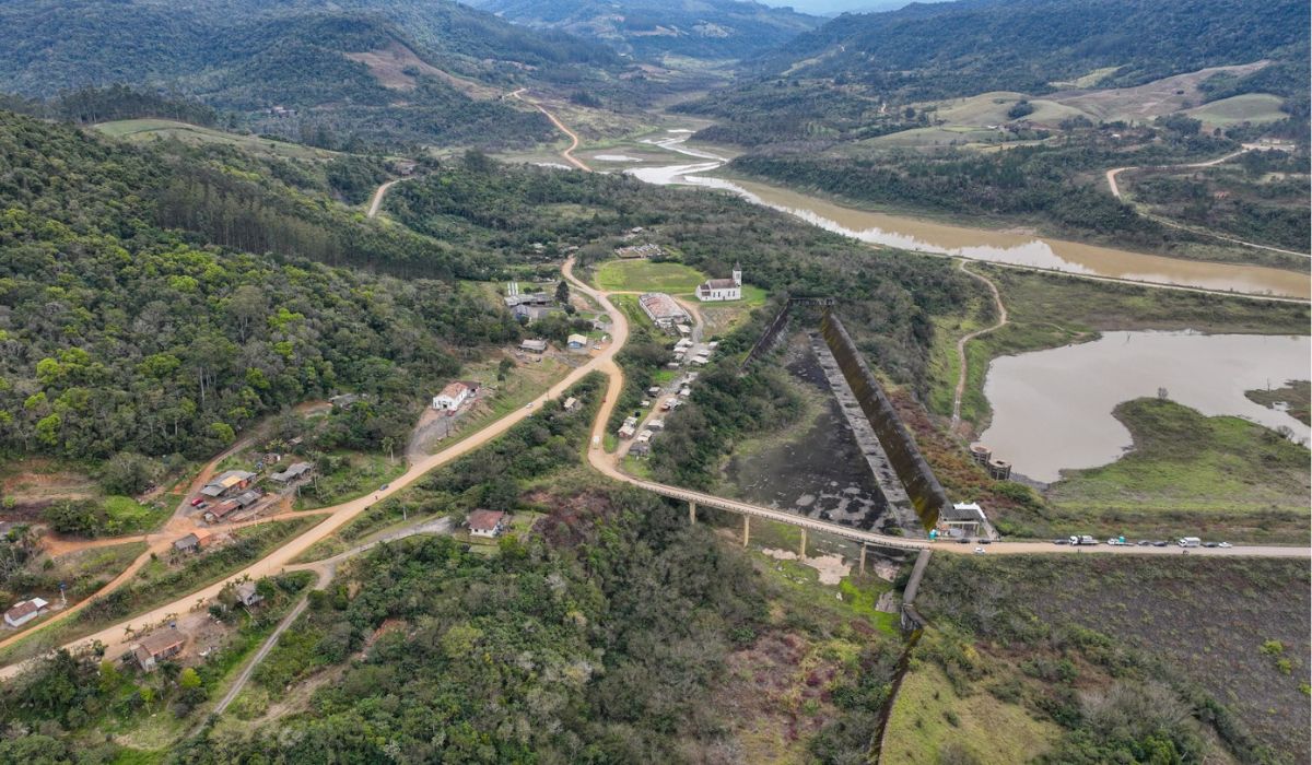 A Barragem Norte, localizada em José Boiteux sobre o rio Hercílio, é a mais recente e a de maior capacidade entre as três estruturas do Alto Vale do ItajaíFoto: Roberto Zacarias/Secom/ND Mais