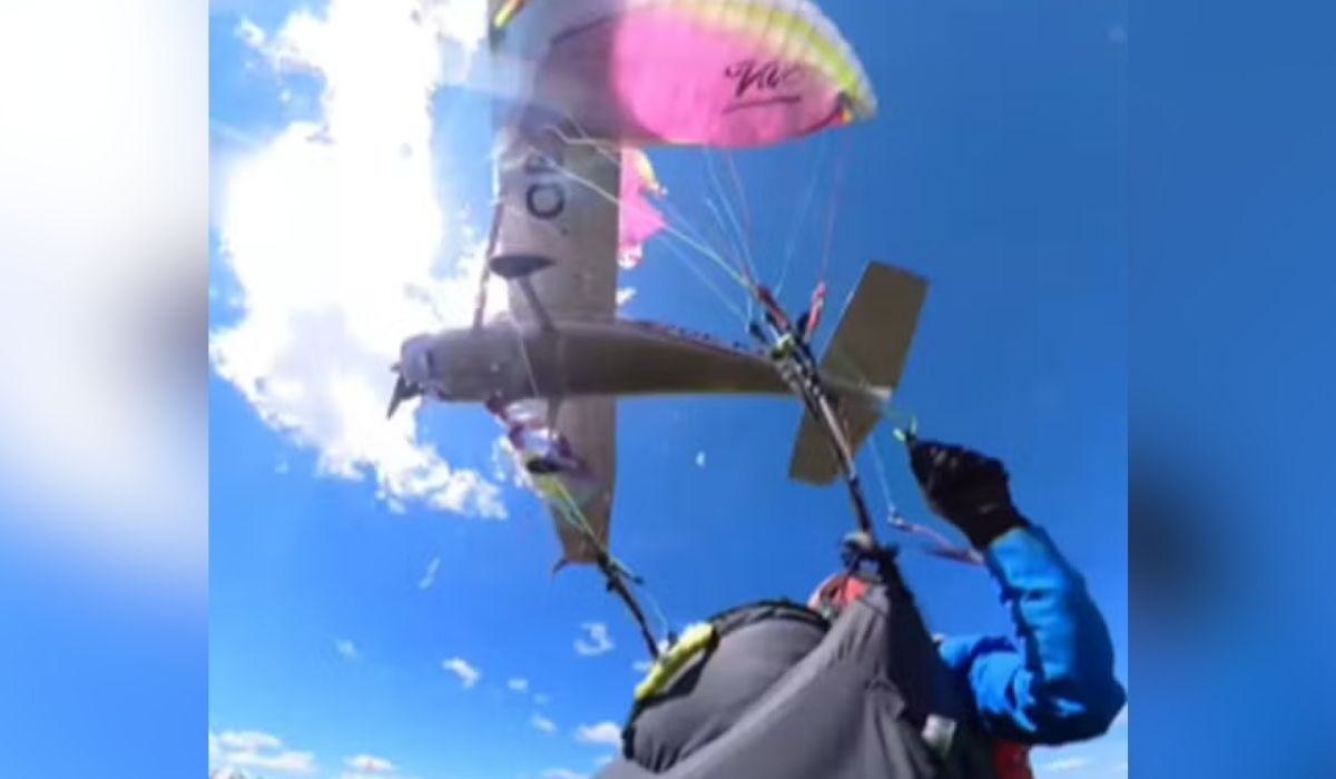 VÍDEO: paraquedista colide com avião e escapa de tragédia em poucos segundos
